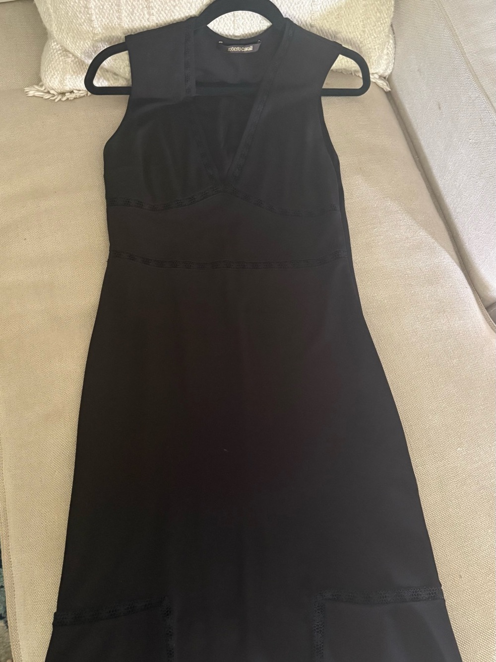 Roberto Cavalli Sleek Black Sleeveless V-Neck Dress
